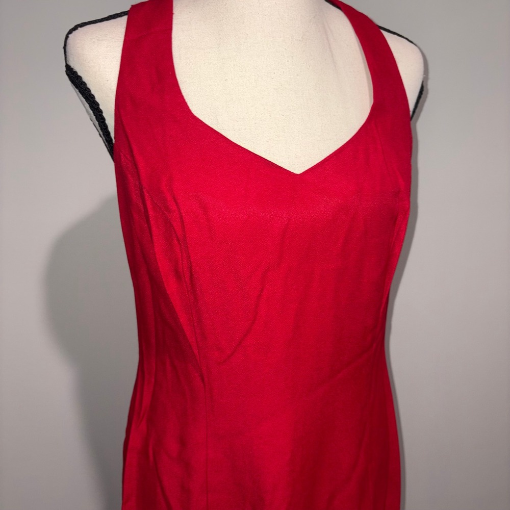 Vintage Strappy Back Sheath Dress Cocktail Women Size‎ 12 Red CDC Petites - Picture 6 of 13